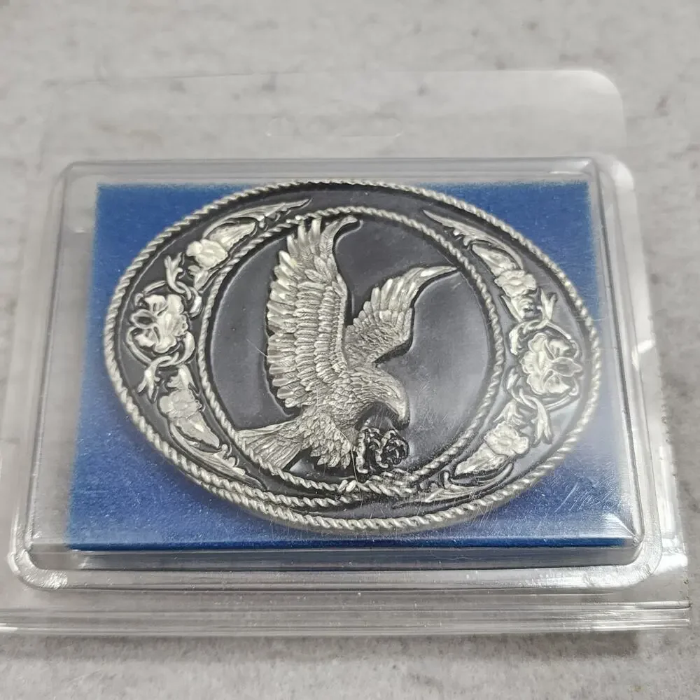 Flying Eagle Belt Buckle G-5 1991 Pewter Oregon USA Siskiyou Buckle Co. Inc Vtg